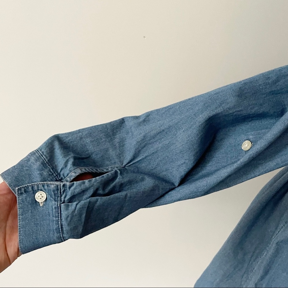 Old Navy | Blue Chambray Roll Tab Tie Waist Shirt Dress *NWT* - Picture 9 of 16